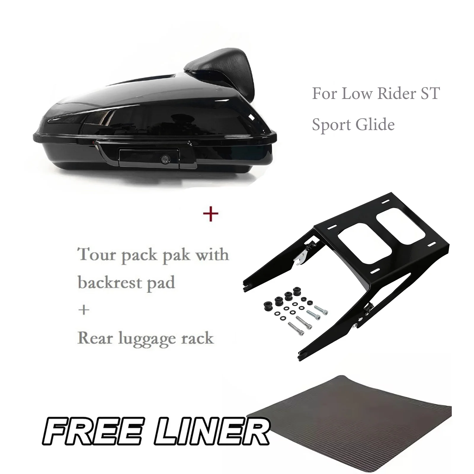 Motorcycle Waterproof ABS Tour Pack Pak Top Tail Box With Luggage Rack For Harley Low Rider ST FXLRST Sport Glide FLSB 2018-2026