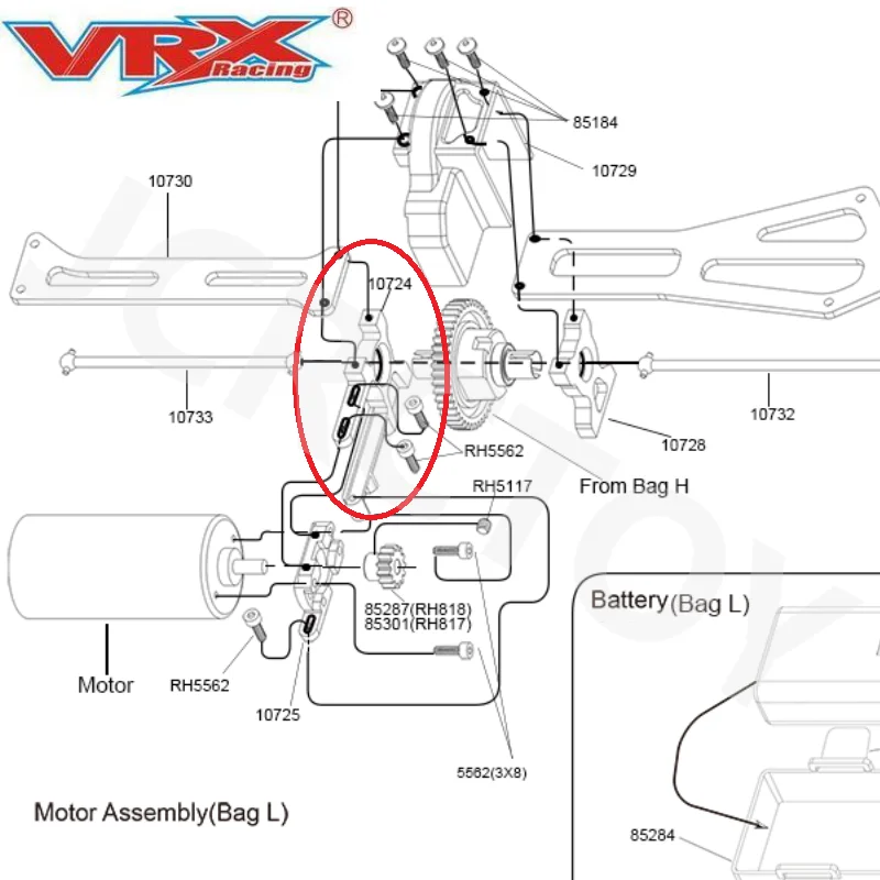 RC VRX 10724 Metal Motor Mount B For 1/8 Scale 4WD VRX Racing RH817 RH818 Cobra Electric Truggy Car Upgrade Parts