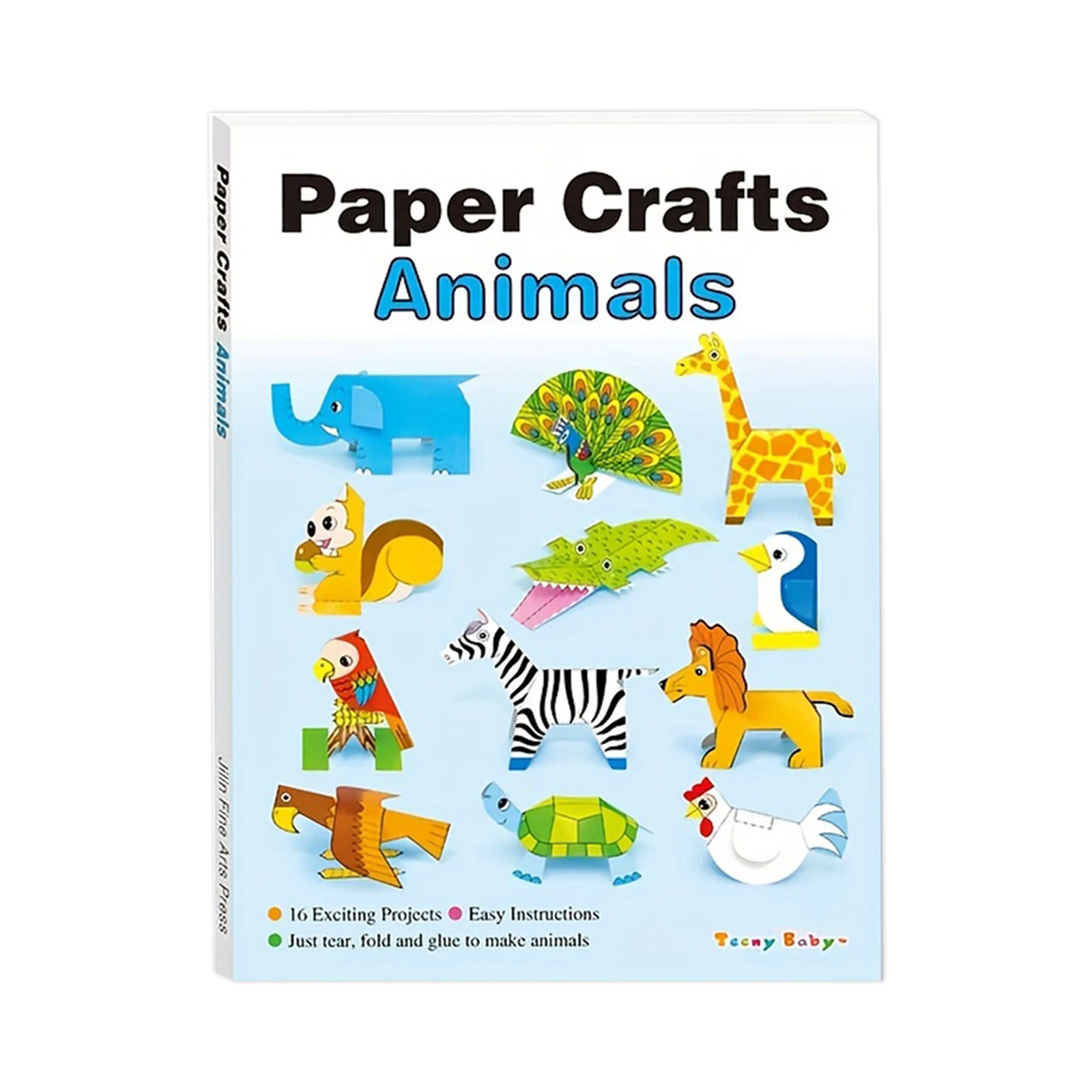 1 Box of 16 Sheet Origami Crafts, Ages 5-8, Cute Animal, Tutorial English Included, Enhance Hands-On & Intelligence, Kids' Gift