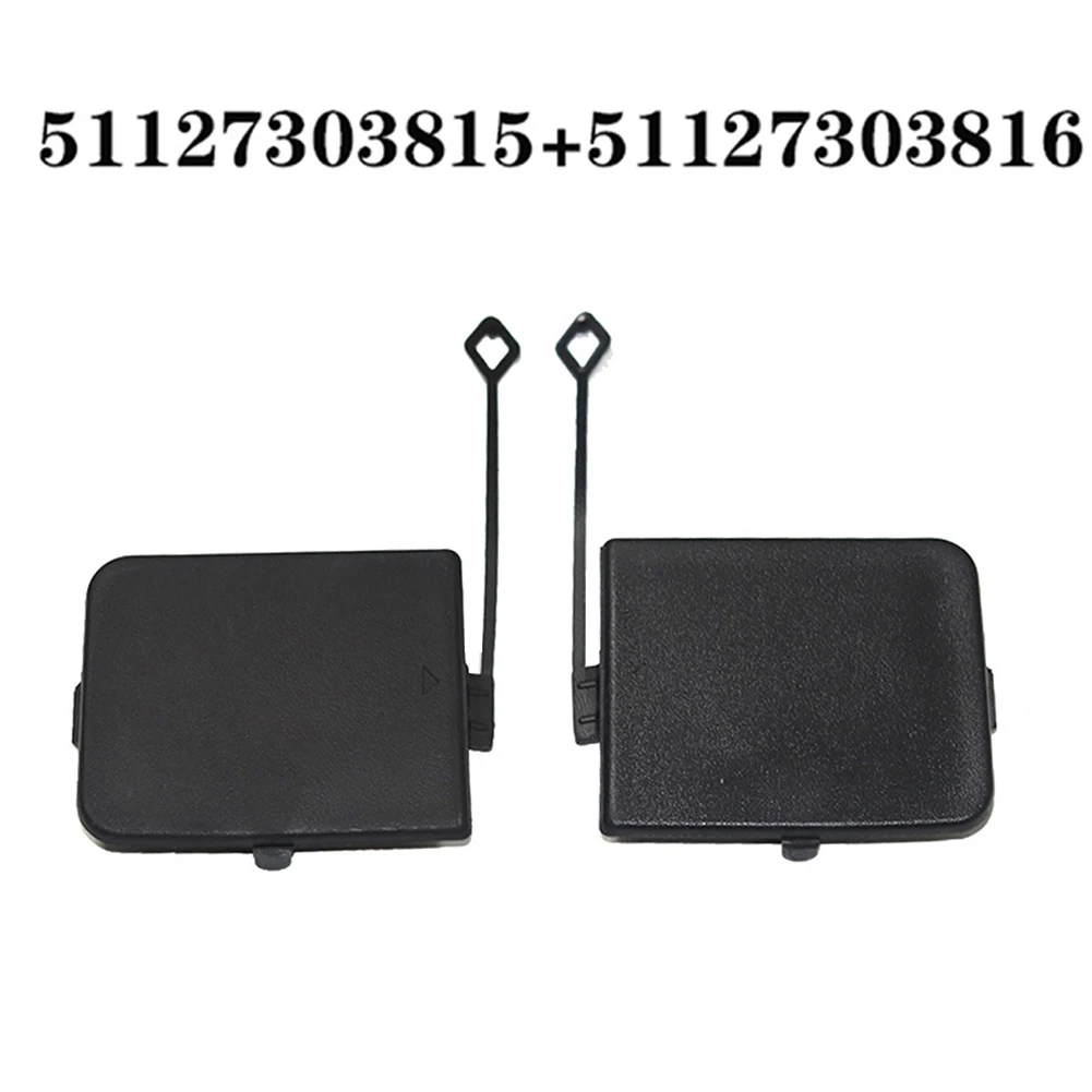 2x Hook Cover Cap Right Black Left Rear Approx. 6.7x5.8 Cm E84 2013-2015 For BMW Hand Tow Eye High Grade High Quality