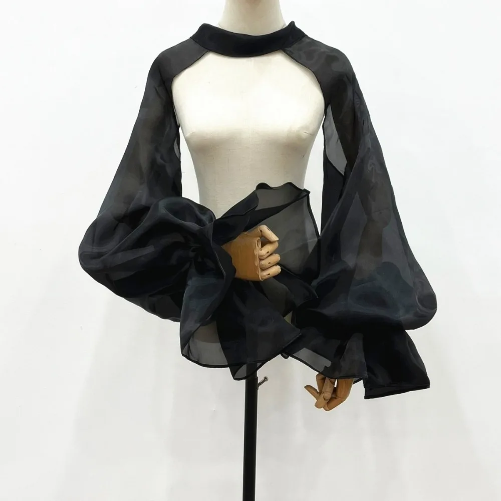 

Sheer Organza Detachable Puff Sleeves with Neck Wrap for Wedding Bride Wedding Dress Cover Wedding Accessories