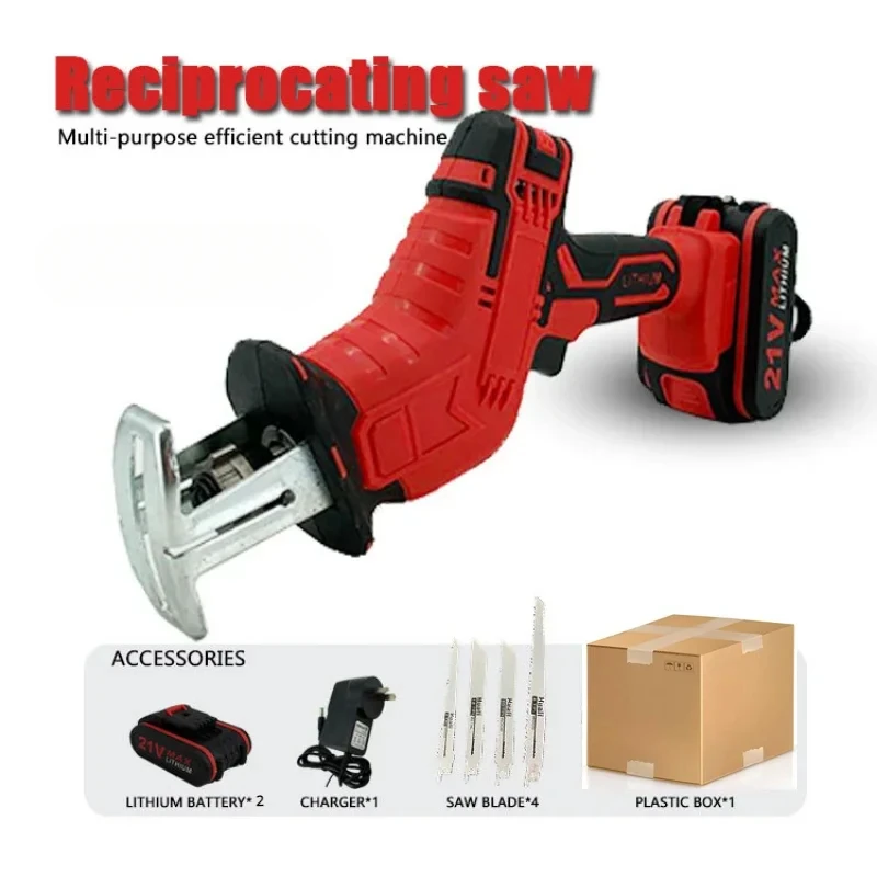 

21V Cordless Reciprocating Saw Portable Adjustable Speed Chainsaw Wood Metal PVC Pipe Cutting Saw Power Tool For Makita Battery