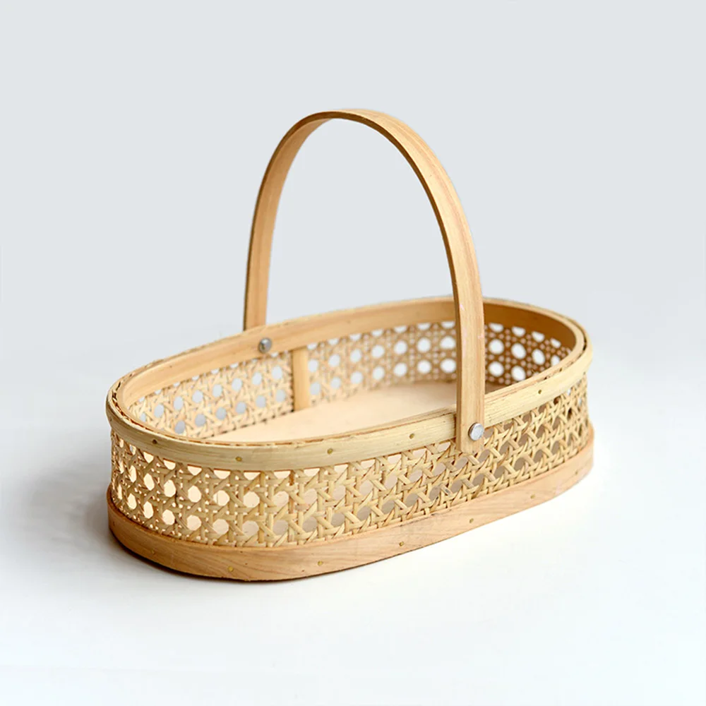 

Oval Rattan Fruit Basket DIY Kitchen Dining Table Bread Vegetables and Fruit Storage Display Home Decor Accessories