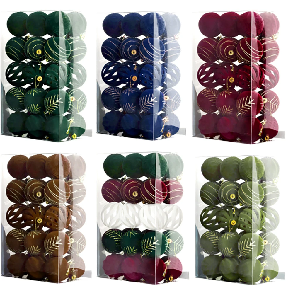 30Pcs 60mm Christmas Wedding Party Ornaments Artwork Plush DIY Handmade Colorful Plastic Hollow Ball Decorative Hanging Ball
