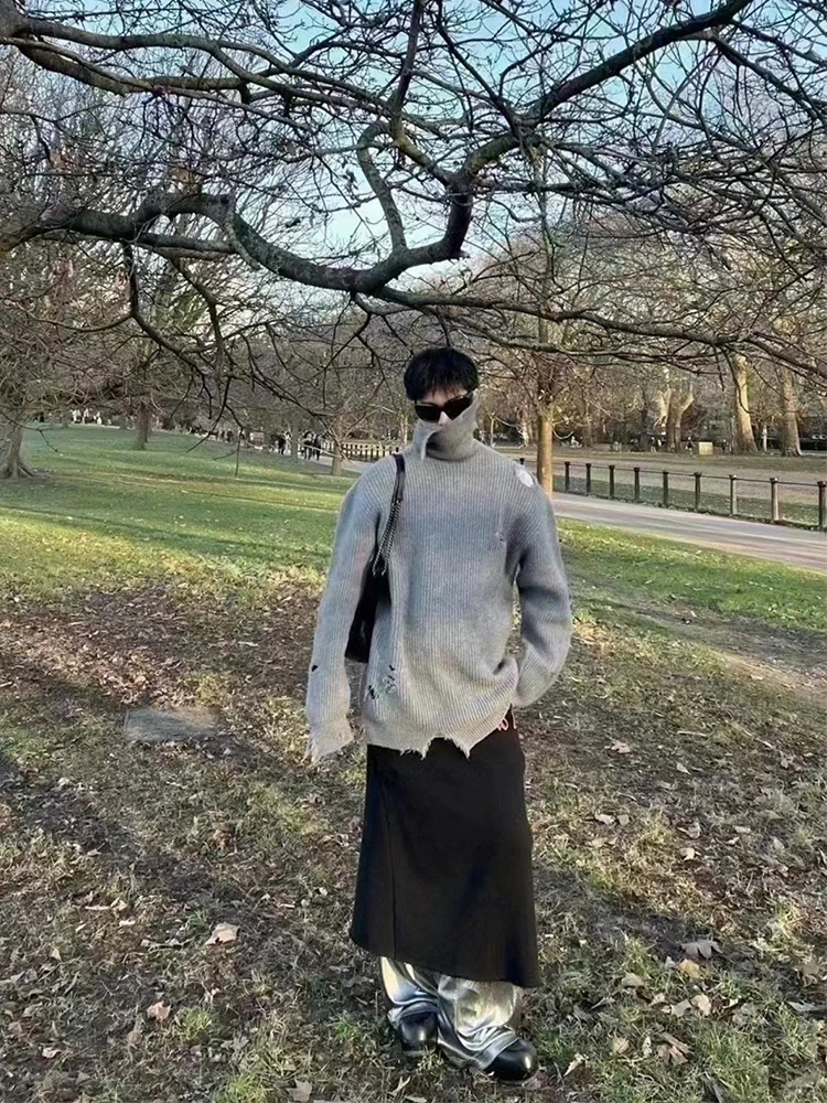 

Свитер Hed Mayner с асимметричным подолом, длинными рукавами, вязаный, однотонный, из чистой шерсти, с круглым вырезом, модный, молодежный, из зимней коллекции