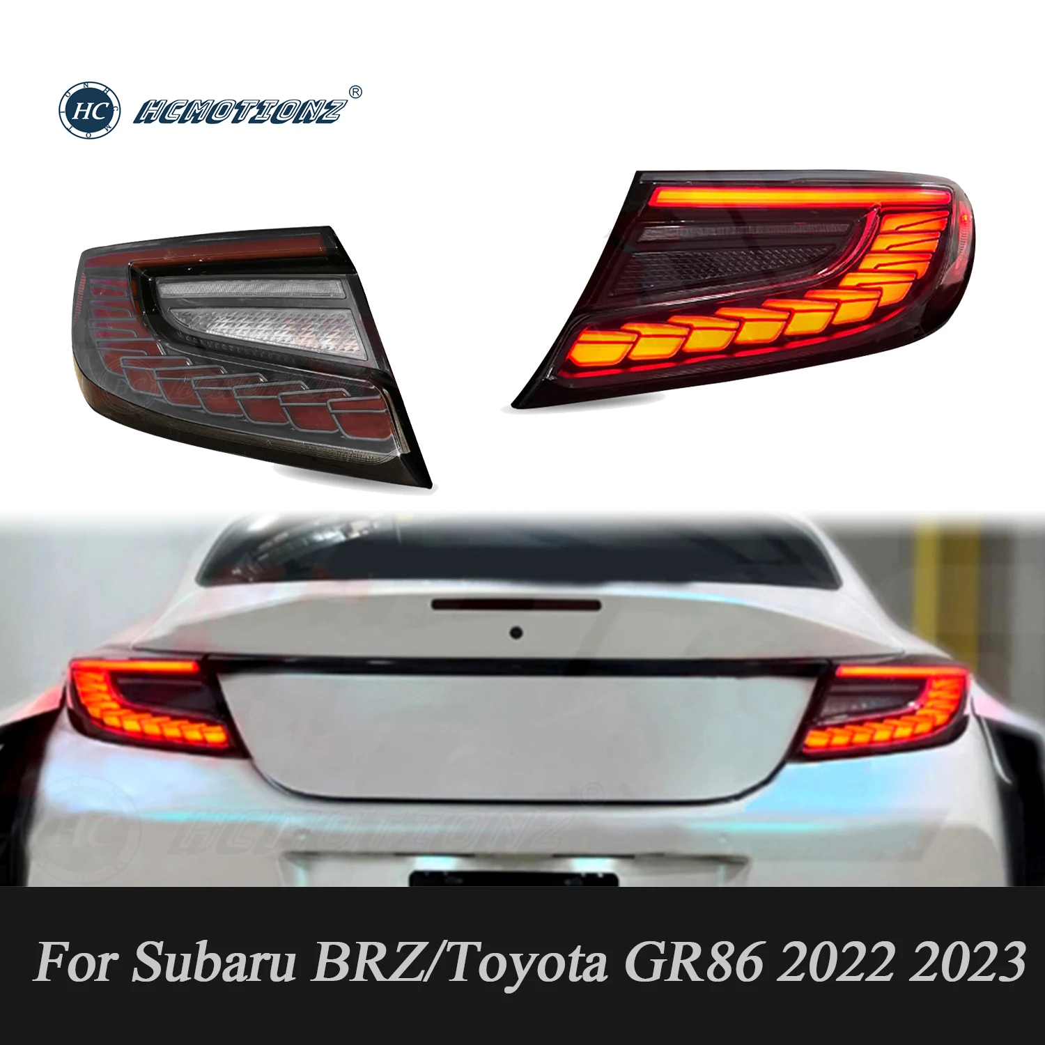 HCMOTIONZ LED Tail Lights for Toyota GR86 2022 2023 for Subaru BRZ DRL Dynamic Turn Signal Car Back Rear Lamps Assembly