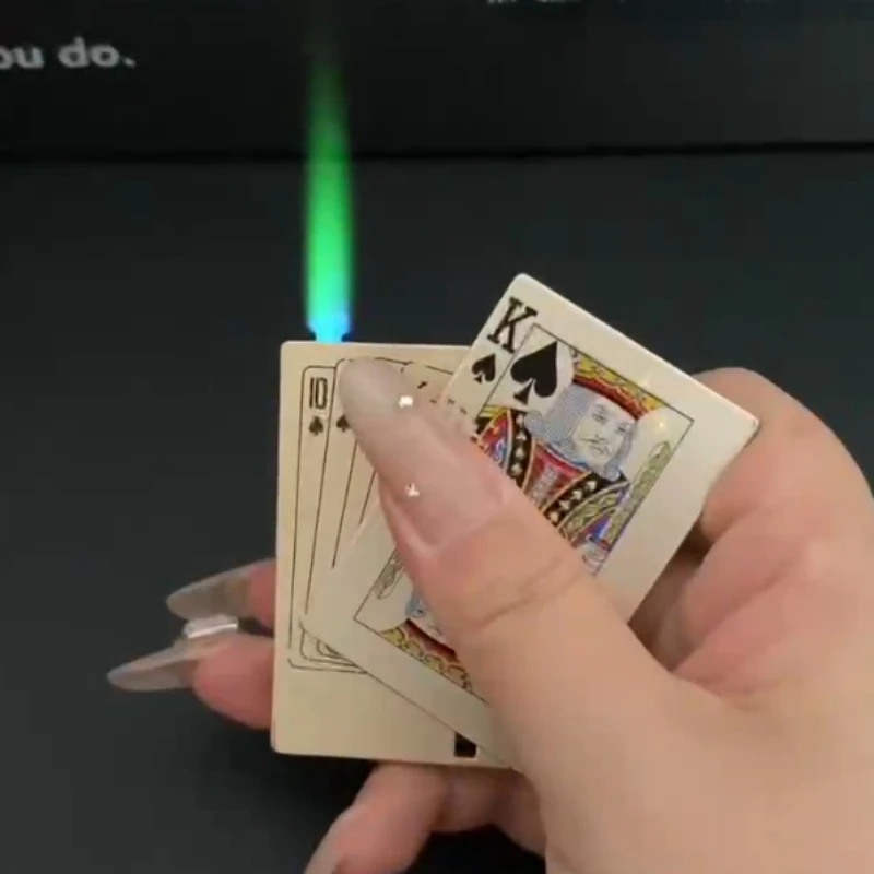 Creative Ace of Spades Playing Cards Lighter - Windproof Butane Straight Metal Smoking Fun Toy for Men Cigarette accessories