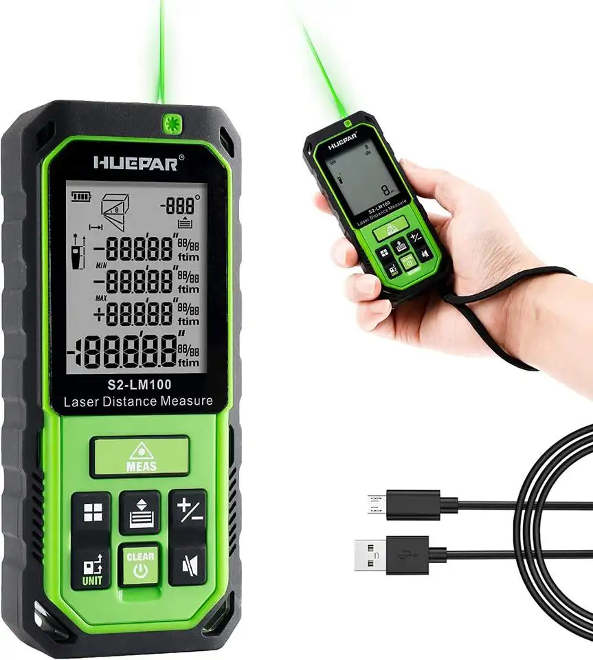 

Green Beam 100M Lase r Distance Meter S2-LM100 Green Light Small Size And Portavle Rangefingder