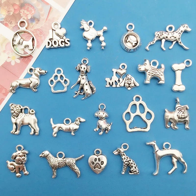 Breloques en forme de patte de chien en alliage de zinc, pendentif de collier de bricolage, bijoux exécutifs, 20 pièces/lot