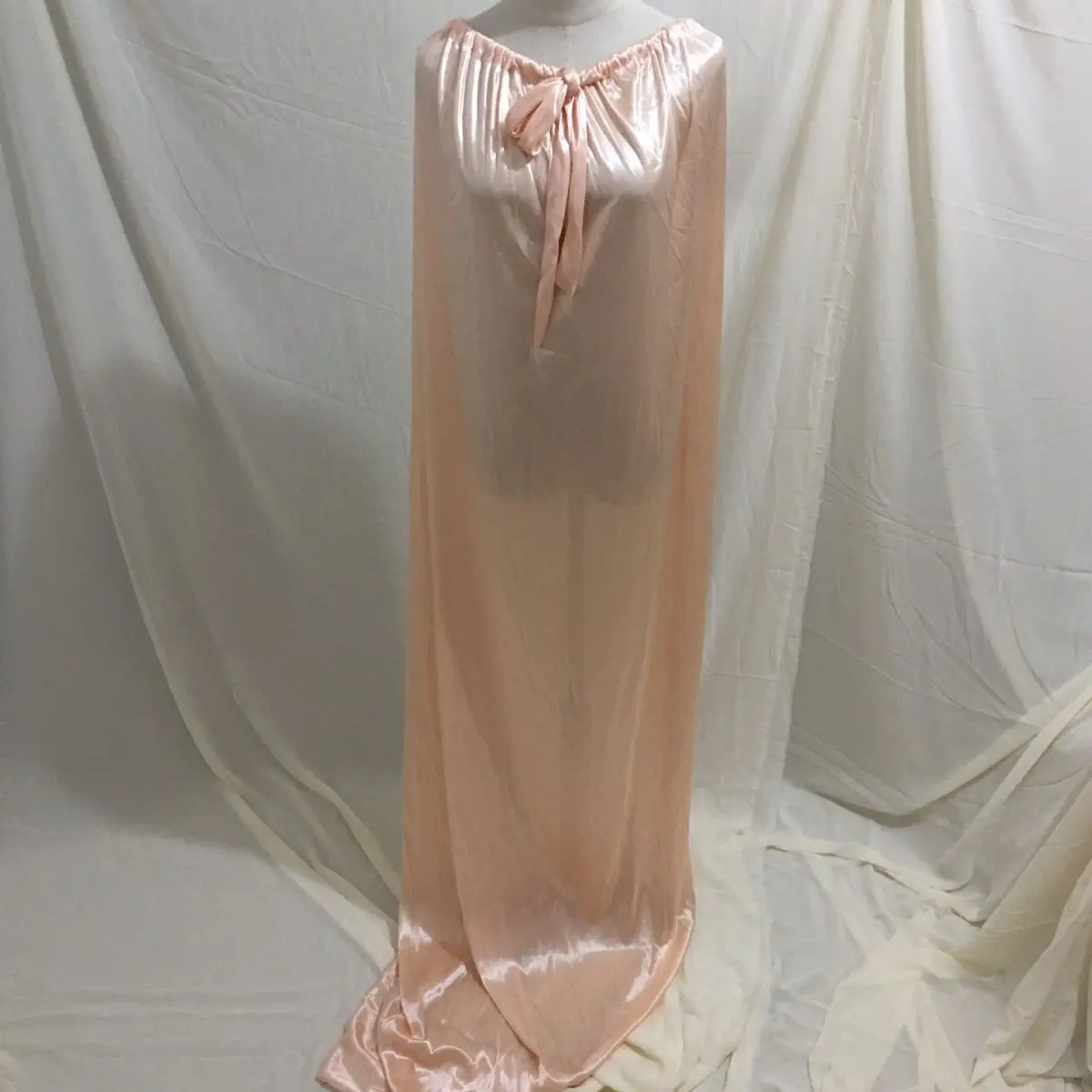 Wide0.7m Glossy Satin Loose Maxi Dress Ice Silk Sleeveless Sexy Long Sleeping Bag
