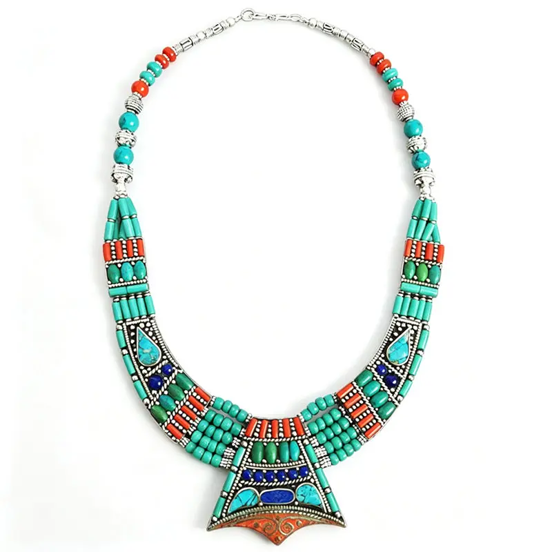 BOHO Vintage Necklaces Collection Copper Inlaid Big Pendant Necklaces Ethnic Jewelry TNL161