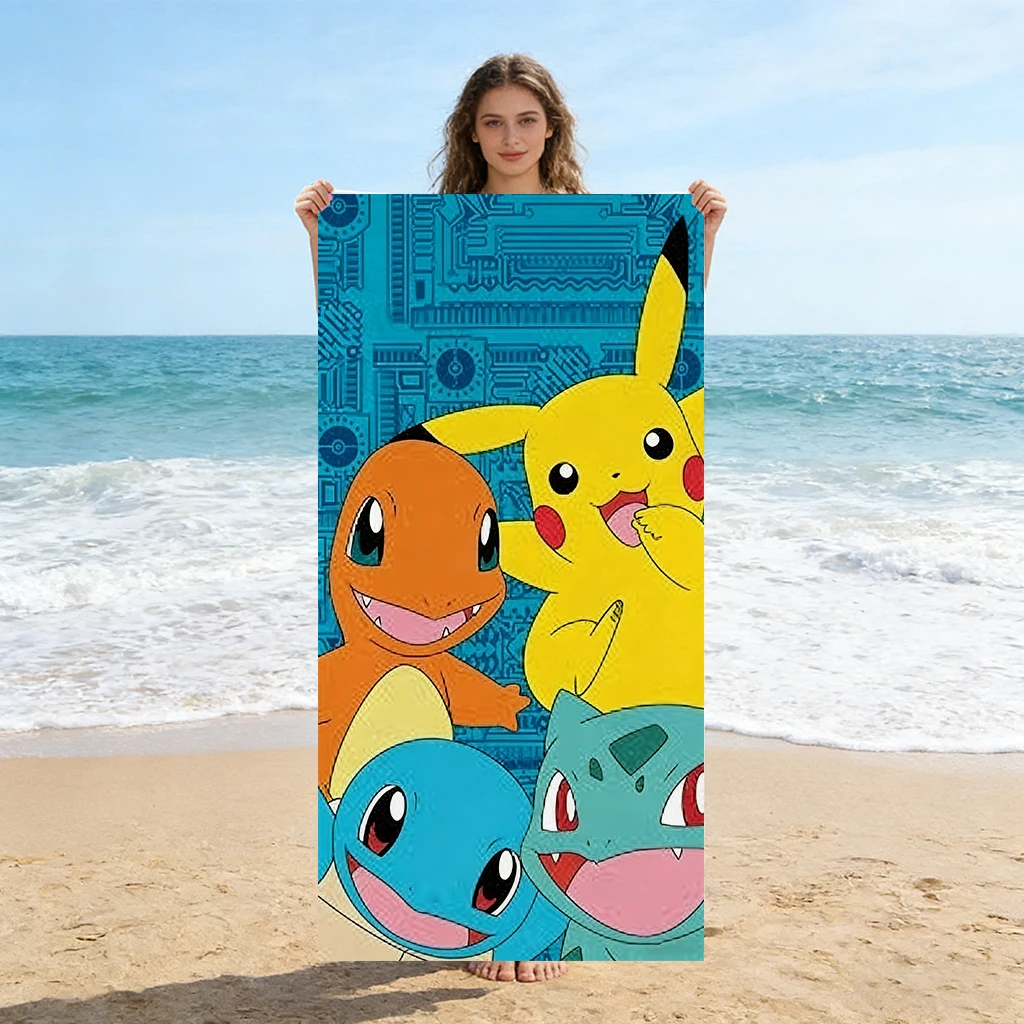 

Cute Pokemon Beach Towel Quick-Drying Super Absorbent Bath Towel For Beach Pool Sport Yoga Gym Home Travel Towel Gift for Friend