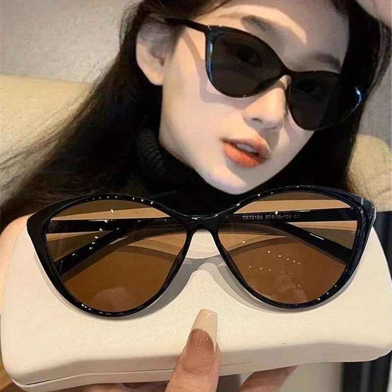 1Pc Retro Frame Cat Eye Sunglasses Women Trendy Vintage Eyewear Punk One Piece Shades Streetwear