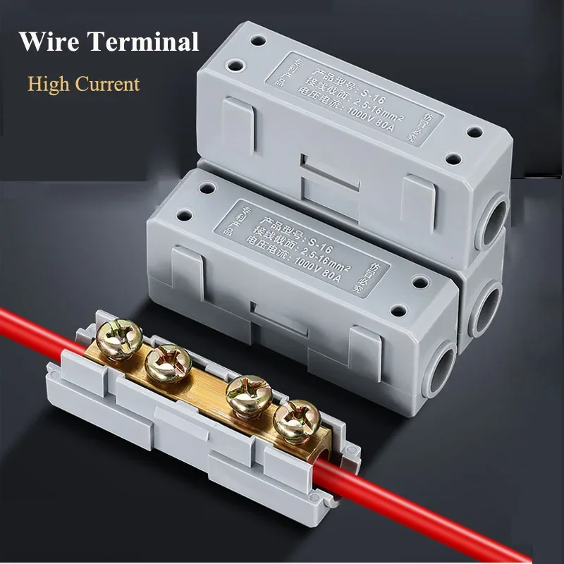 High Power Wire Terminal Block Copper 23-150A 1 in 1 out Cable Connector 1-50mm2 Wire Wiring Connection Quick Terminals Joint