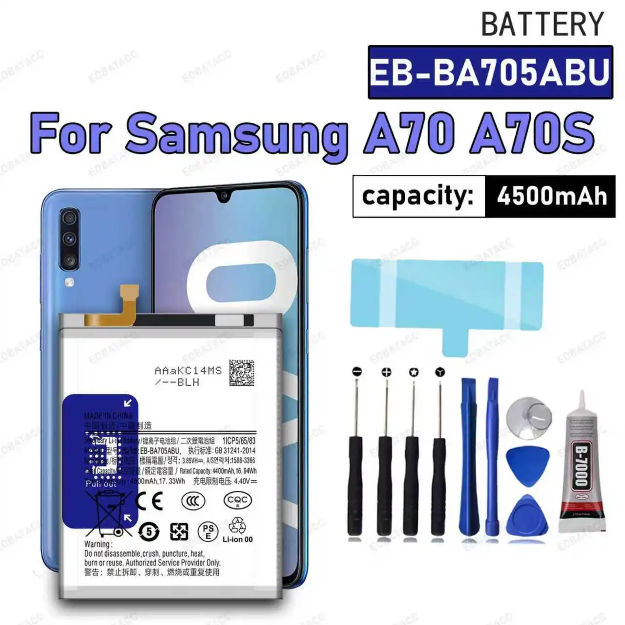 

Сменный аккумулятор высокого качества EB-BA705ABU для Samsung Galaxy A70 A705 SM-A705 A705FN SM-A705W, аккумуляторы + инструменты