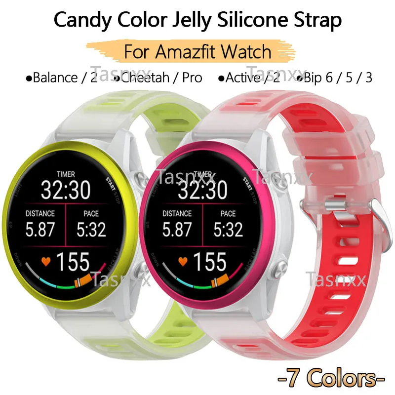 

Для Amazfit Balance Active 2 Edge Bip 6 5 Cheetah Pro желейный силиконовый ремешок ярких цветов, матовый полупрозрачный браслет