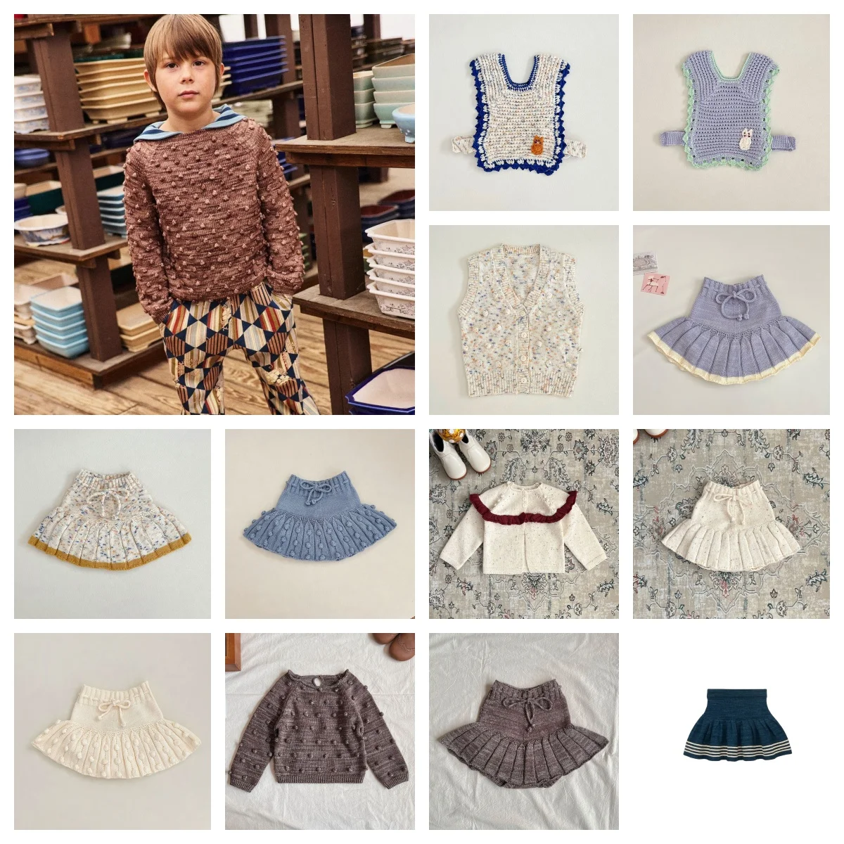 2026 Fall Winter Girls Vintage Knit Vest Layered Long Sleeve Knit Top Long Pants 2Pcs Set Retro Cottagecore School Outfit