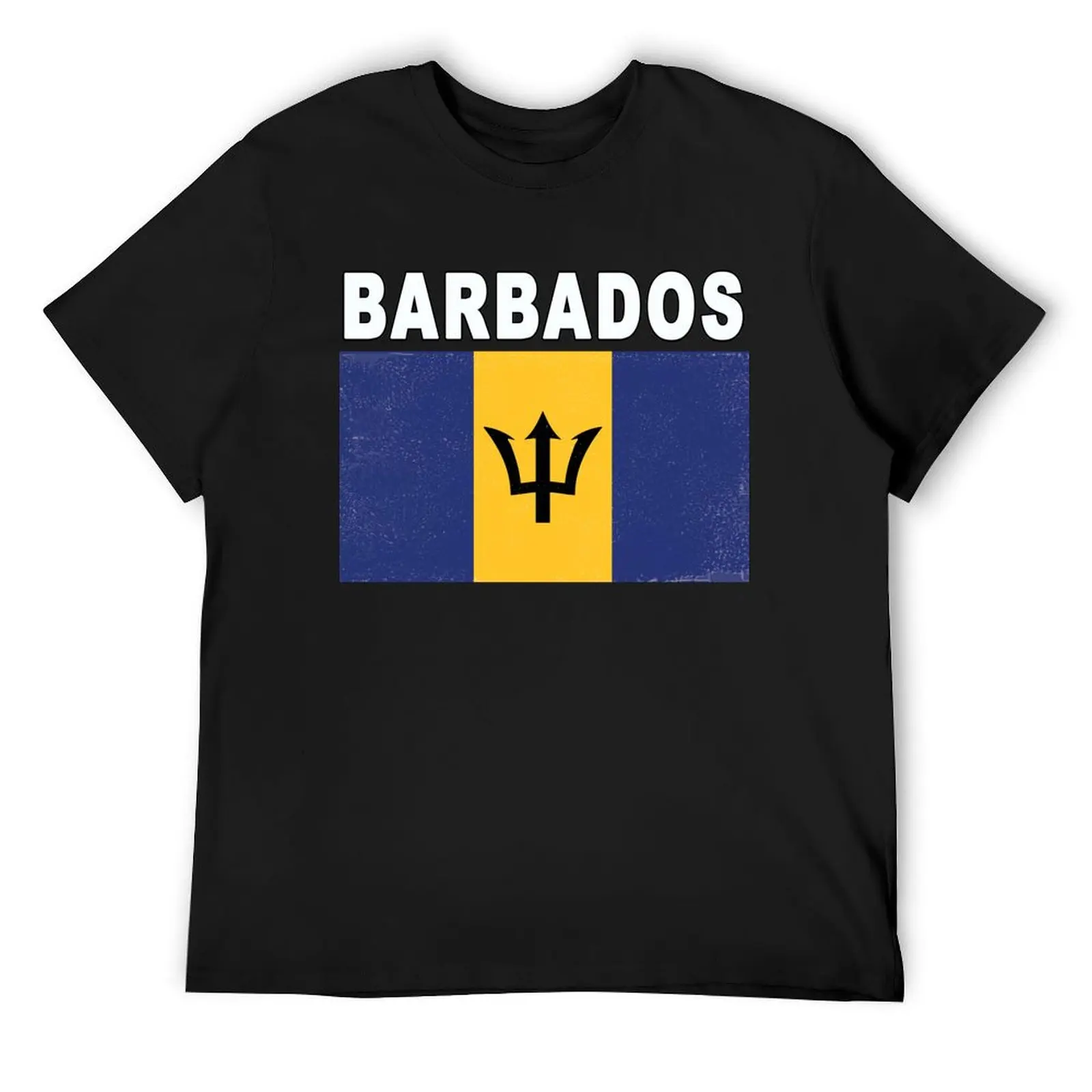 Barbados Distressed Bajan Flag Design T-Shirt plain Short sleeve tee T-shirts for men cotton