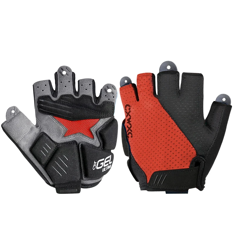 Fahrradhandschuhe mit halben Fingern, stoßfest, mit dickem GEL-Silikon, atmungsaktiv, rutschfest, für MTB, Rennrad, Radfahren, Schnellverschluss-Handschuhe