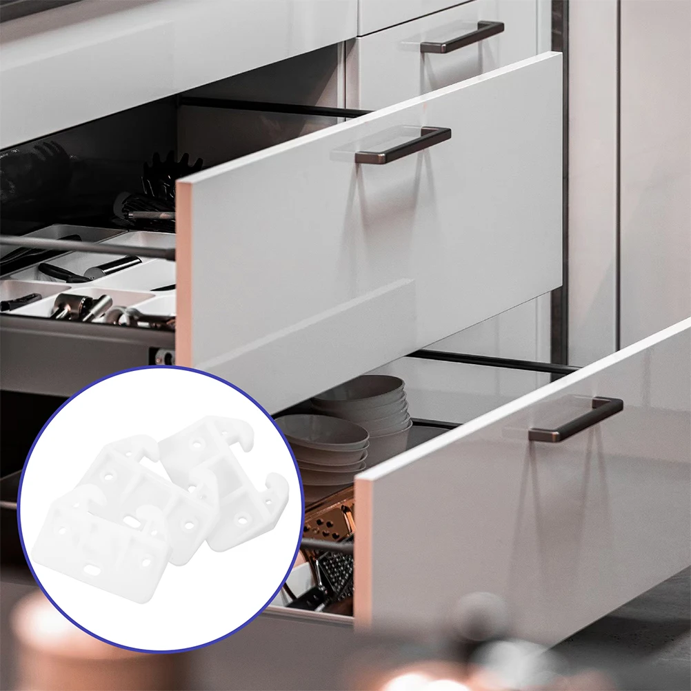 

20pcs Plastic Drawer Guides Bottom Mount Replacement Parts Durable Crabshaped Design Secure Fit For Dresser Cabinets White
