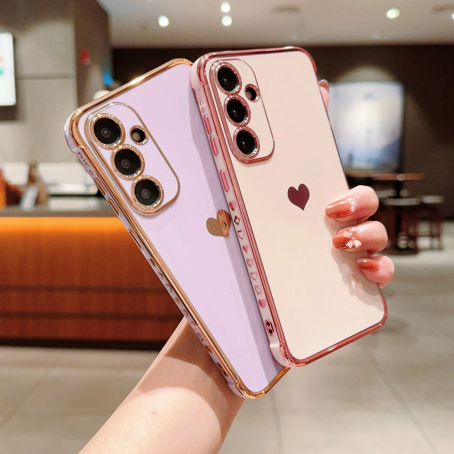 Funda de teléfono con patrón lateral de corazón de amor para Samsung Galaxy A55, A54, A53, A52, A52S, 4G, 5G, A35, A25, A15, A34, A24, A14, A12,