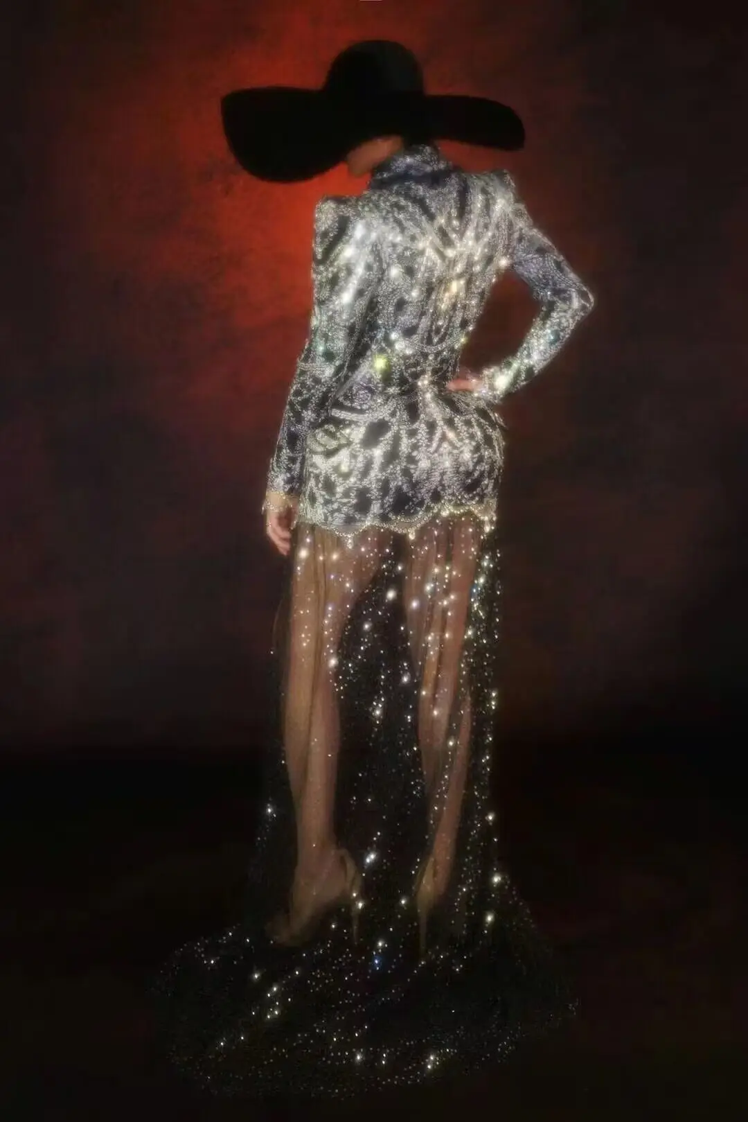 

Fame Diamante Blazer Dress Rhinestones Black Sequin Outfit Women Performance Dance Costume Nightclub Singer Dancer Stage Wear