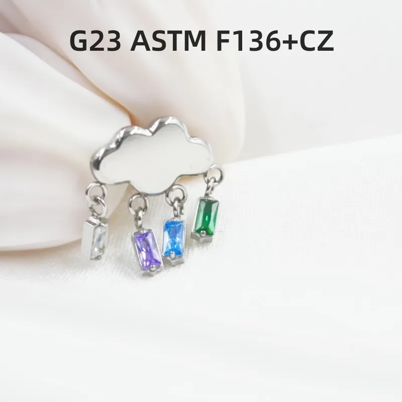 

Lot10pcs G23 Titanium Cloud CZ Gems Lip Labret Ring Bar Ear Cartilage Helix Rook Tragus Studs 16G Body Piercing Jewelry New