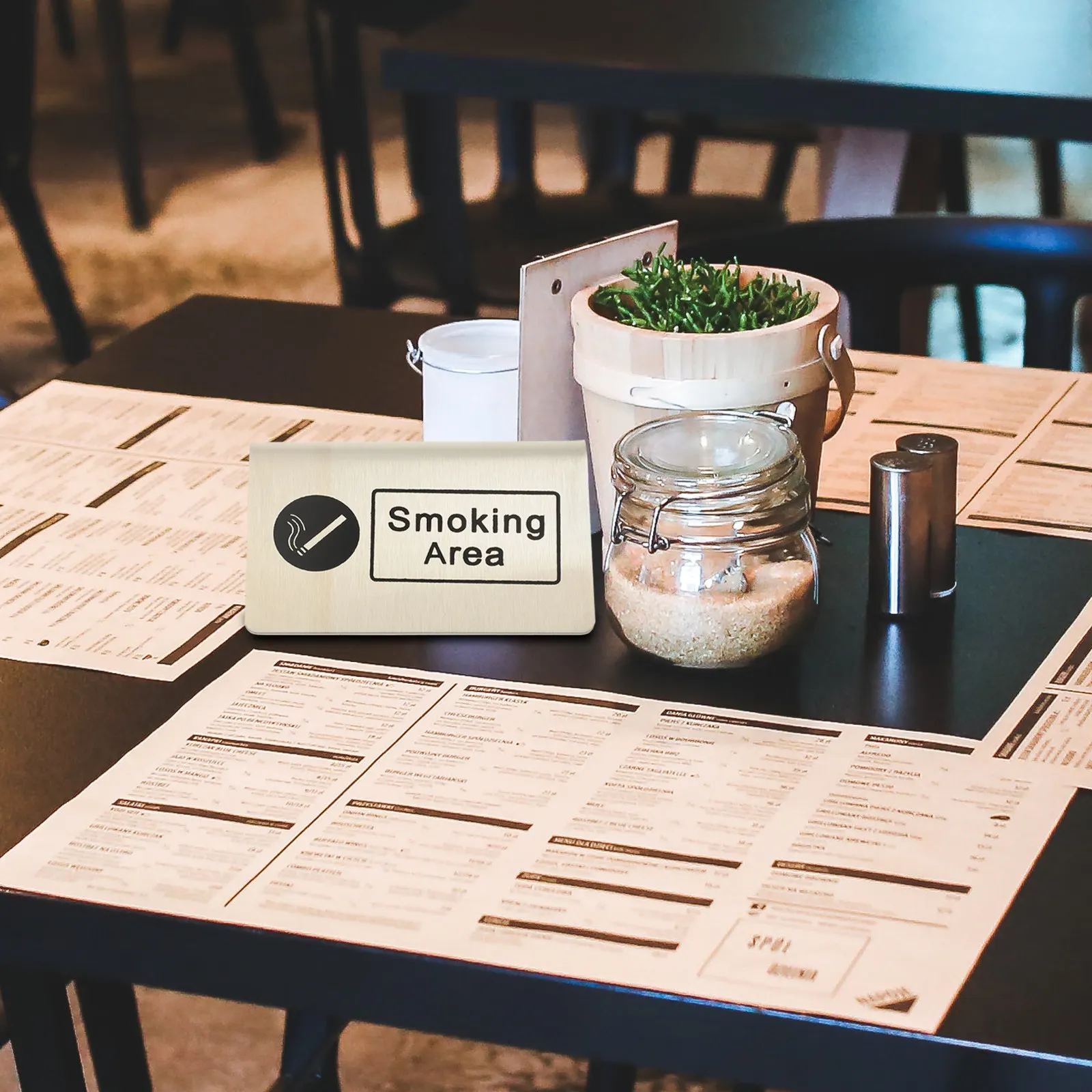 Smoking Area Table Sign Stainless Steel Heavy Duty Fade Proof Clear Printed Indoor Outdoor Desk Saving