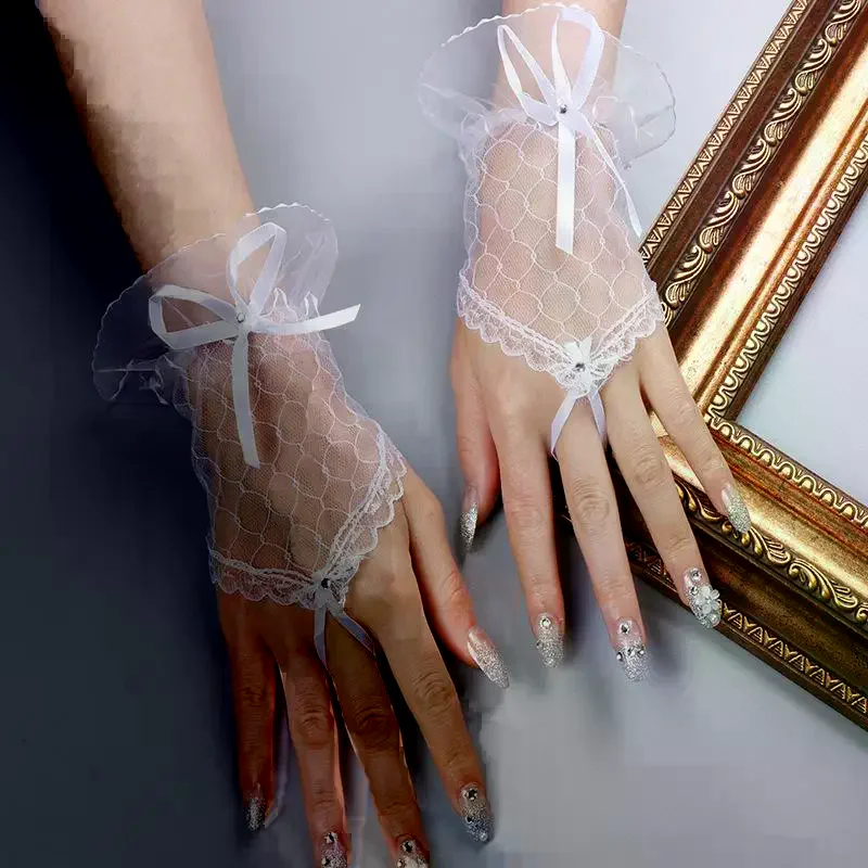 1 زوج زينة الأظافر لمسمار الفن الدانتيل وهمية مطوي الكفة مانيكير التصوير الدعائم الأكمام وهمية الأظافر اكسسوارات الإمدادات