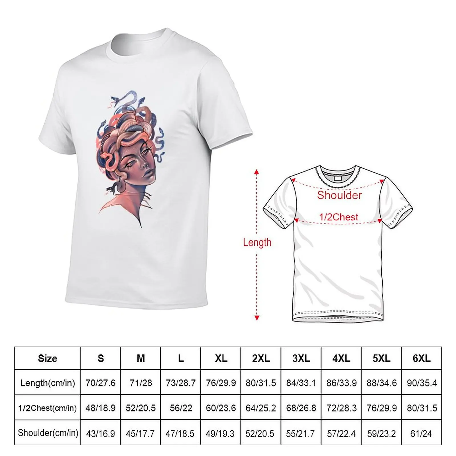 Coral and blue Medusa portrait T-Shirt Moisture Wicking Athletic T-Shirt