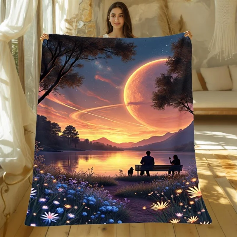 Cosmic Galaxy Planet Nebula Space Printed Blanket Soft Lightweight Universe Theme Home Sofa Bed Cover Blanket