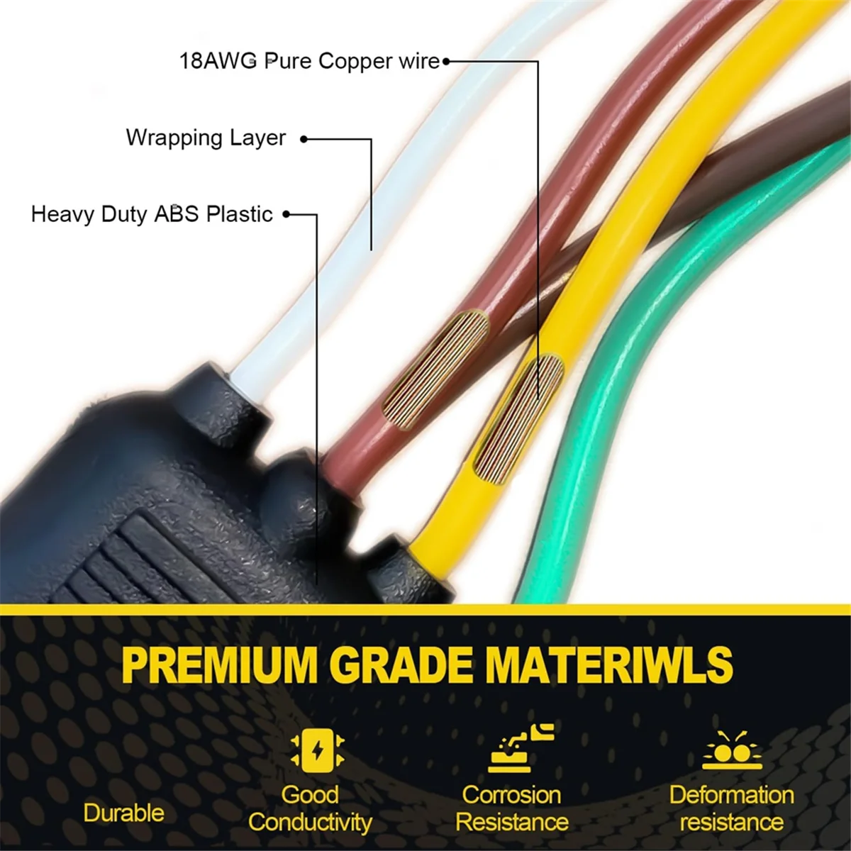 Kit de arnés de cableado de remolque de 26 pies, arnés de cableado de remolque de 4 pines y 5 cables, arnés de cableado de remolque de barco, conector de remolque plano XY