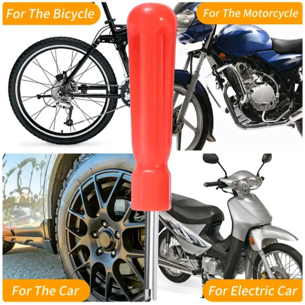 1Pc Motorcycle Valve Stem Core Remover Slotted Handle Tire Screwdriver Car Tire Repair Install Tools Bicycle Auto Accessories