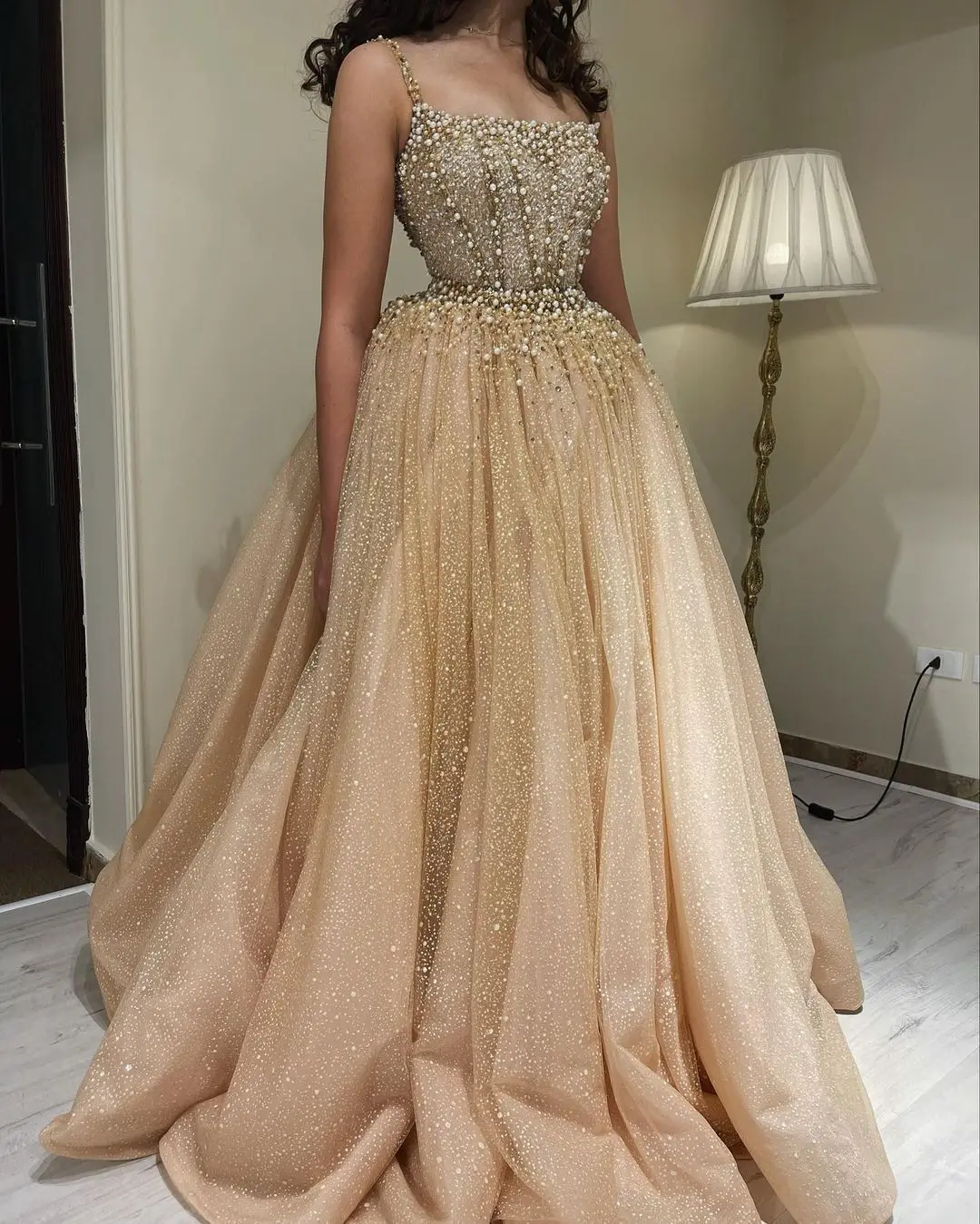 Fairytale A-line Scoop Prom Dresses Luxury Beads Long Formal Evening Dress Customized Elegant party dresses for women 2023