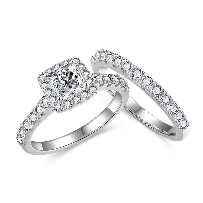 

ZFSILVER серебро 925, модное роскошное изящное модное двойное кольцо принцессы с муассанитом для женщин, свадебные украшения R3-0177