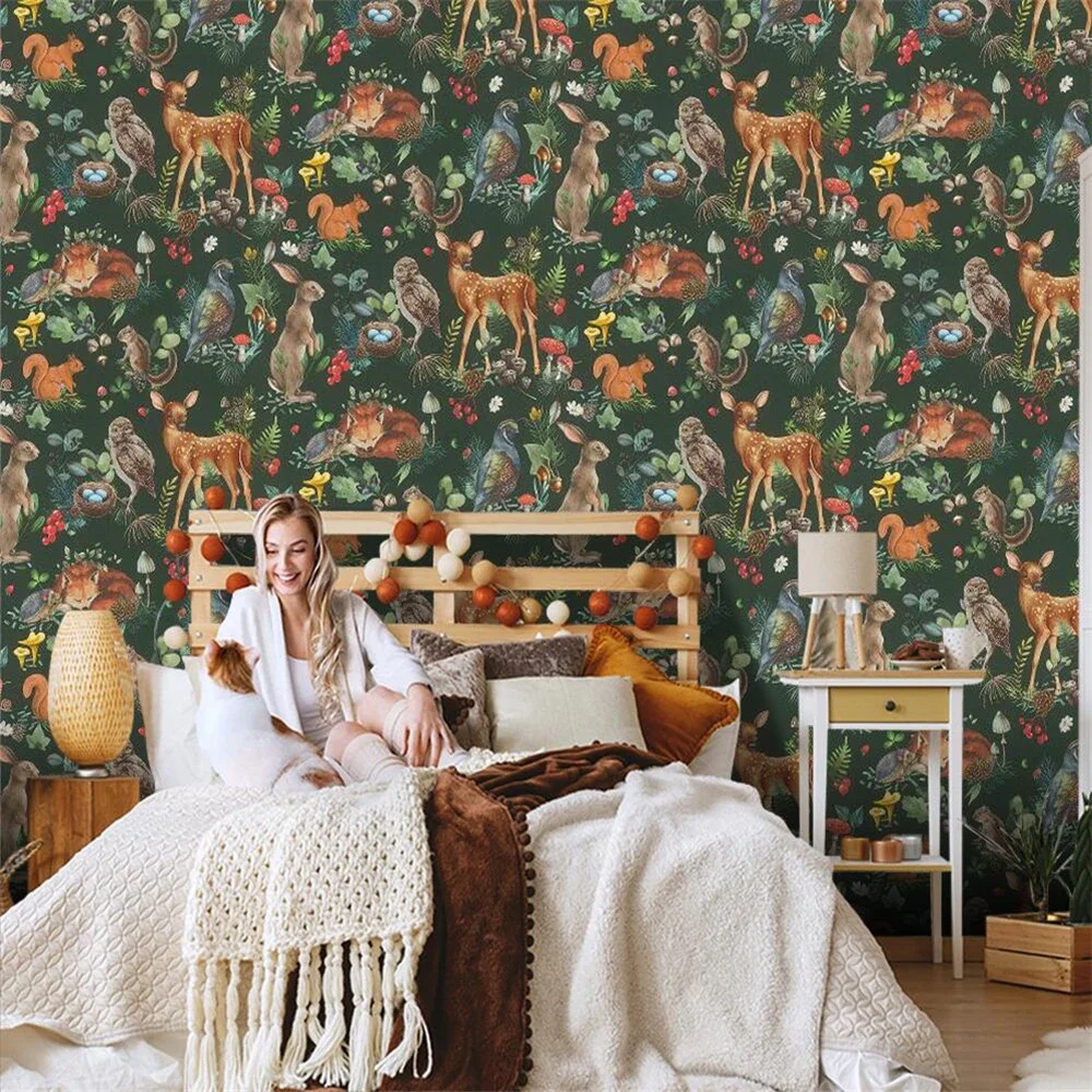 

Обои с изображением лесных животных и обезьян для гостиной, декор для комнаты в тропическом стиле Юго-Восточной Азии, наклейки на стену, украшение для стен