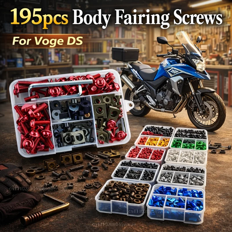 195-teiliges Motorrad-Verkleidungsschrauben-Set mit Muttern für Voge DSX DS800X DSX900 525DSX 900DSX 625DSX 800DSX 800 DS Rally 525 625 900