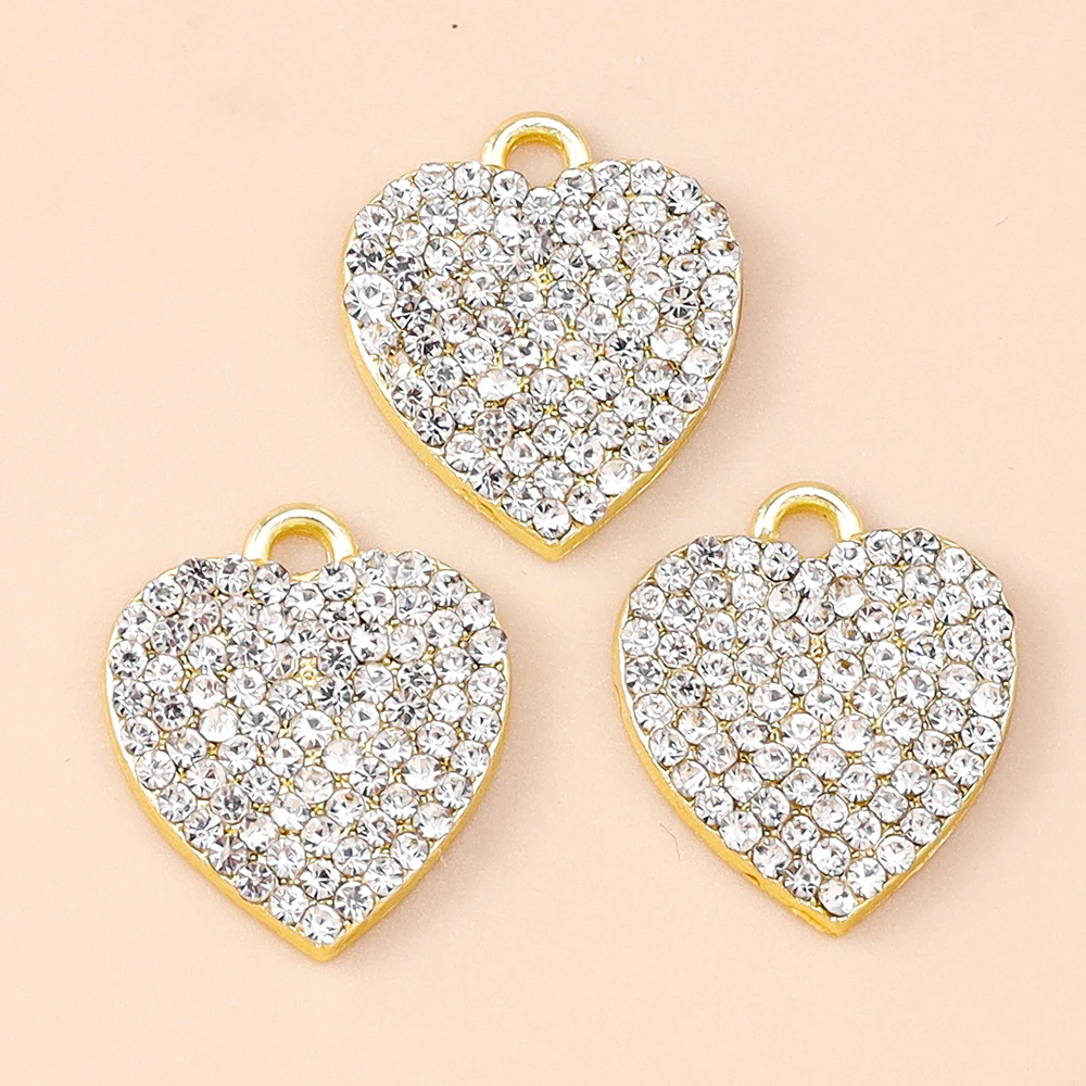 Leslie 4 Stück 16 x 14 mm voller Strasssteine, Kristall-Liebesherzen, Charms für Anhänger, Halskette, Armband, DIY-Schmuckherstellung, Basteln – Detail 6