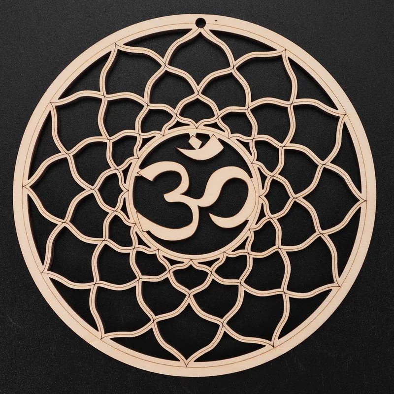 8Pack 14Cm Wooden Wall Sign Flower Of Life Shape Coaster Wood Wall Art DIY Coaster Craft Making Geometry-AA26