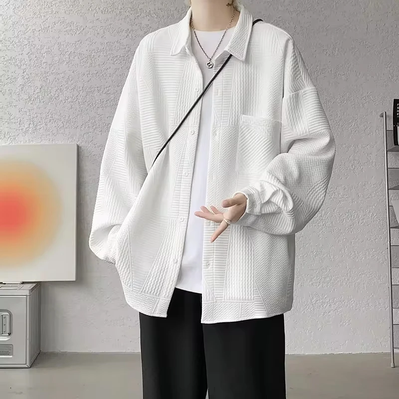 

Vintage Long-sleeved Shirt for Men Spring Autumn Corduroy Casual Mens Coat Baggy Shirts Men Design Japanese Teens Men Clothing