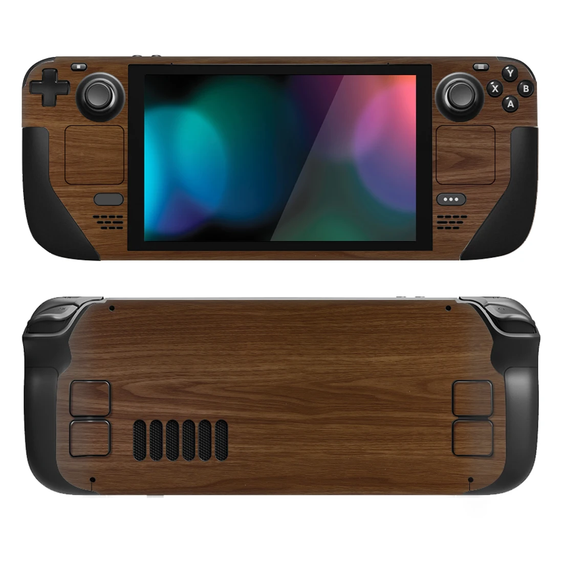 PlayVital Full Set Protective Skin Decal for Steam Deck LCD, Vinyl Stickers Cover for Steam Deck OLED - Wood Grain