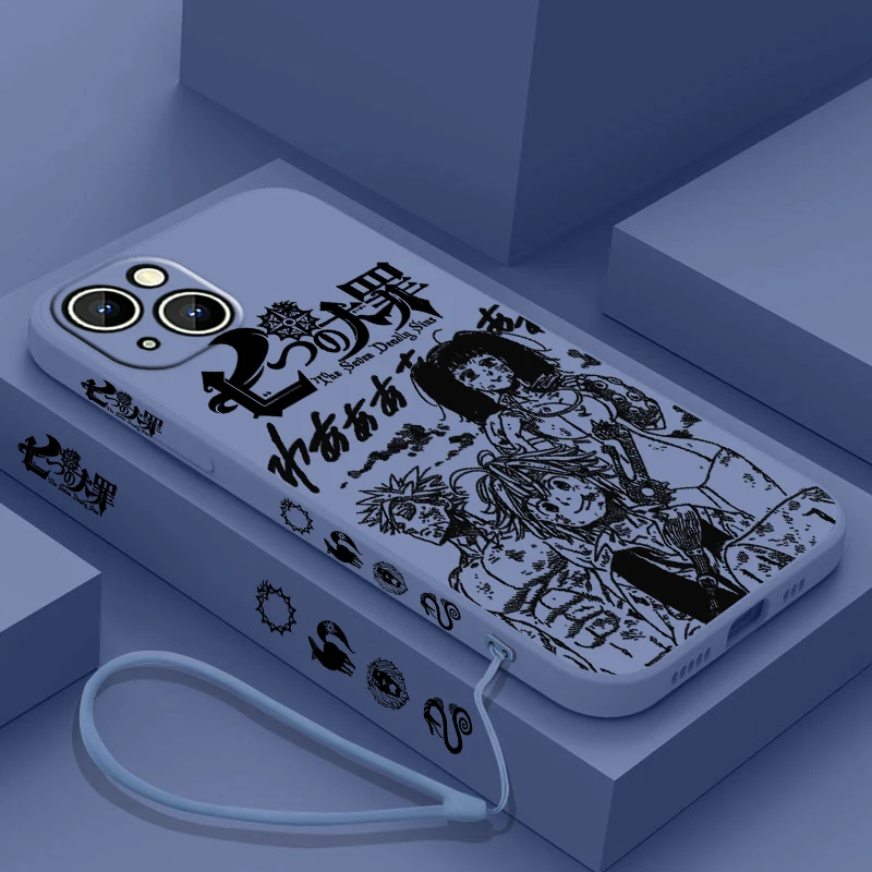 Funda de teléfono The Seven Deadly Sins Comics para Apple iPhone 15 14 13 12 11 Pro Max Plus 8 7 SE Liquid Left Rope Capa Cover