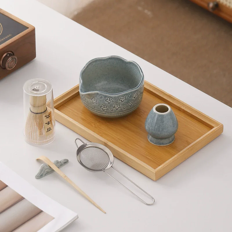 

7Pcs Japanese Matcha Set with Ceramic Bowl Bamboo Matcha Whisk and Tea Scoop for Tea Lovers Gifts Tea-making Tools Accessories