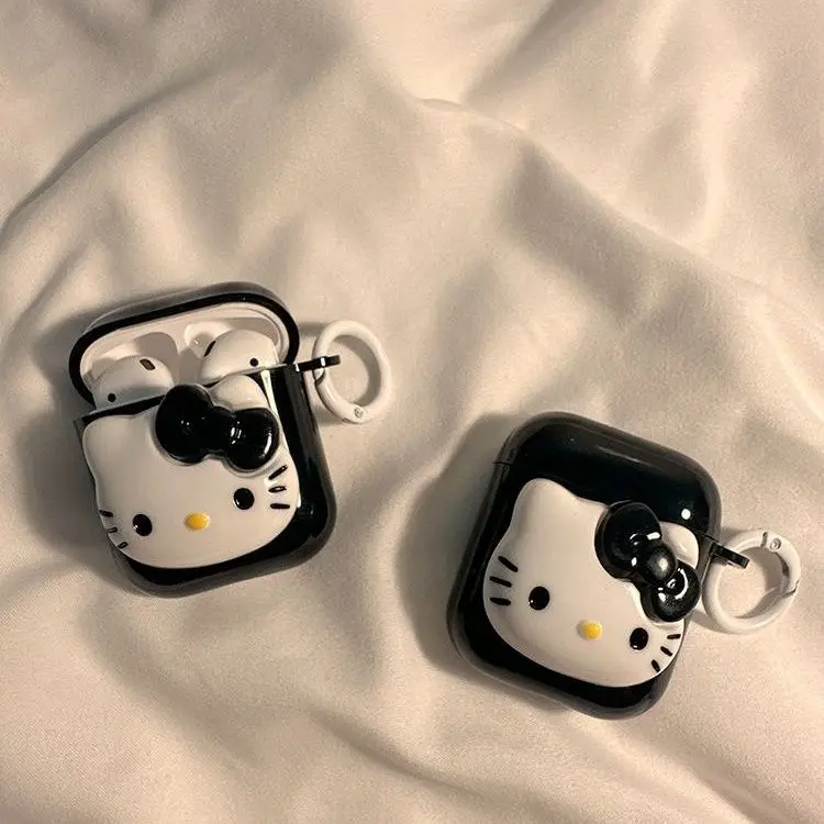 

Cute Black White Hello Kitty For Airpods 1/2 Case,Soft TPU Earphone Cover For Airpods Pro 2 Case/Airpods 3 Case For Girls/Women