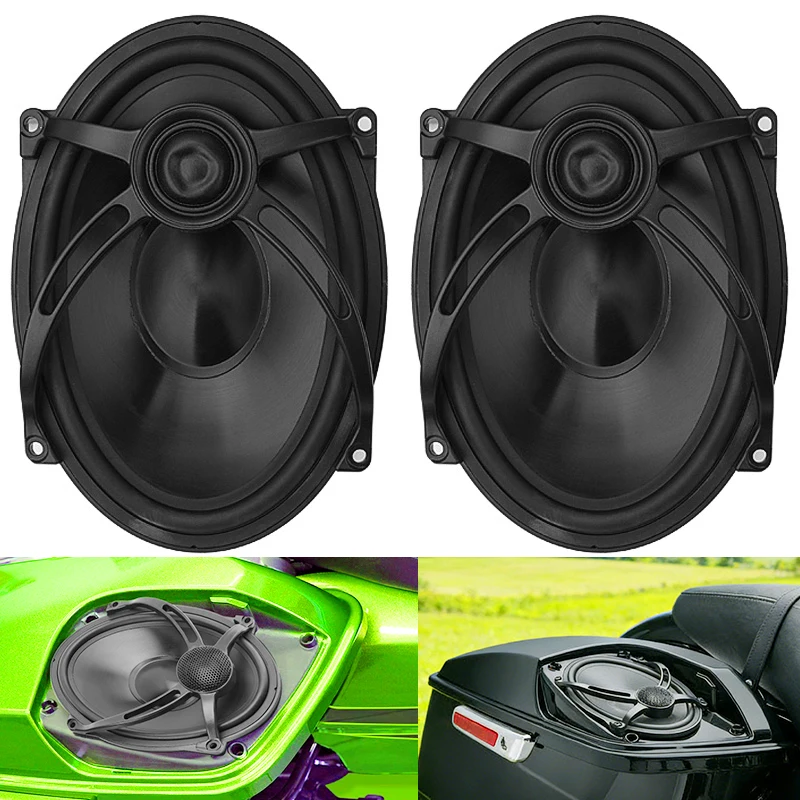

Motorcycle Saddlebag Lid Speakers 5"x7" Black For Harley Touring Road King Street Electra Glide FLHR FLHX FLHT CVO 94-23