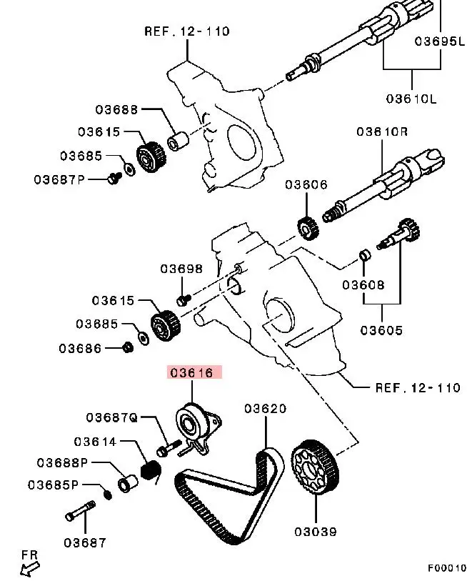 PAJERO L200 SPORT 4D56 2.5DIESEL TENSIONER,BALANCER TIMING BELT MD050125