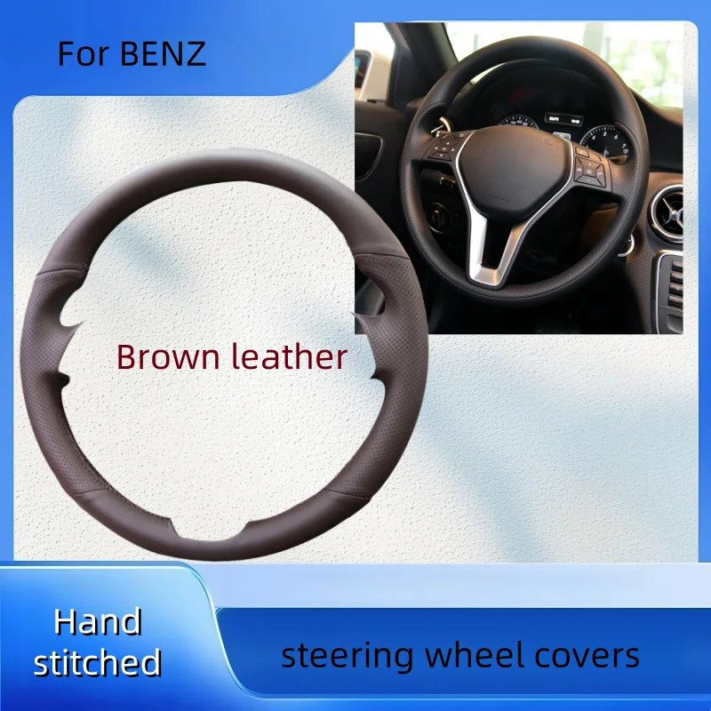 

DIY Hand-stitched Brown Leather Car Steering Wheel Cover For Mercedes Benz A-Class 2013-2015 B-Class 2011-2014 CLA-Class B1