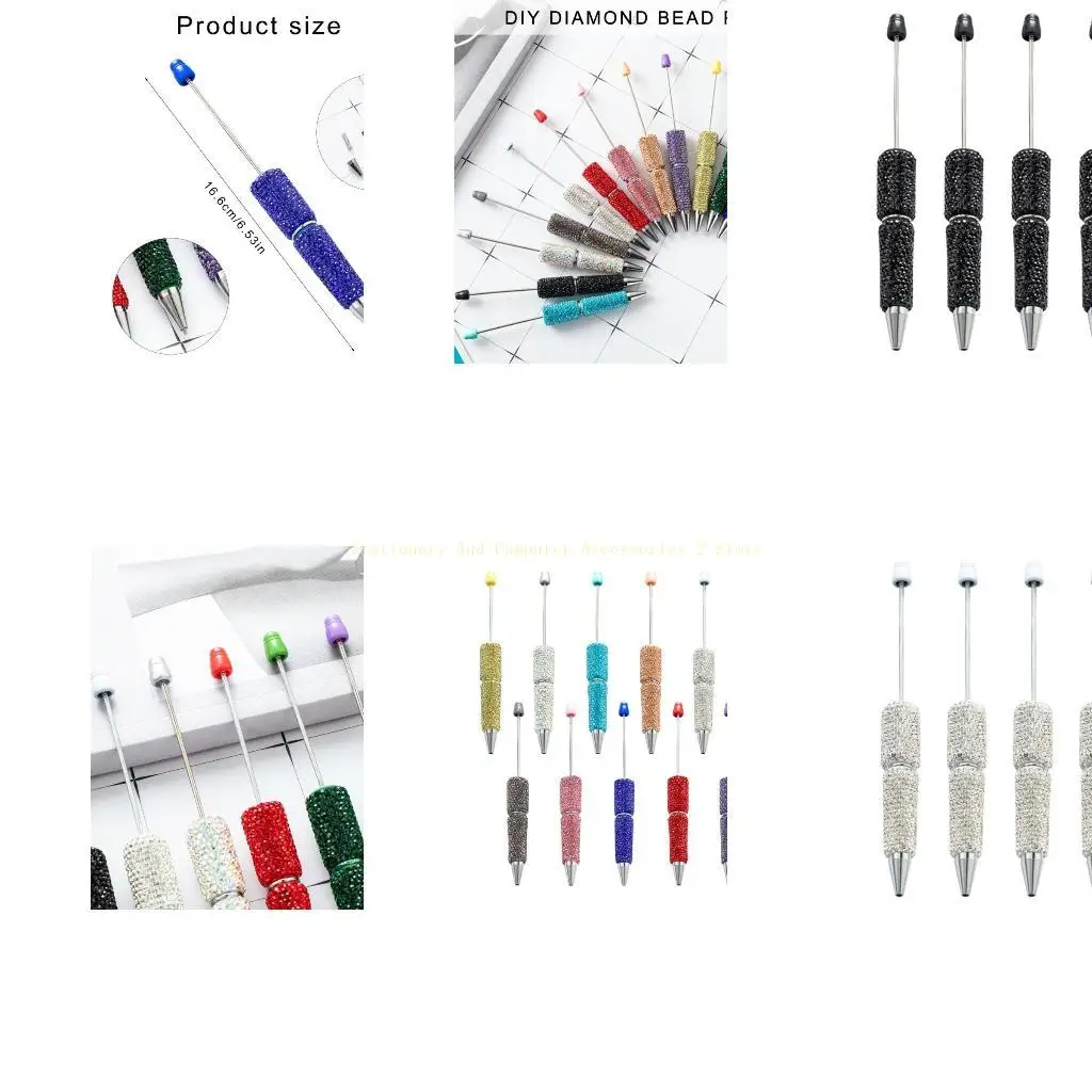 

4 Pcs Pen Beadable Ballpoint Pen Rhinestones Writing Pen Bead Pen