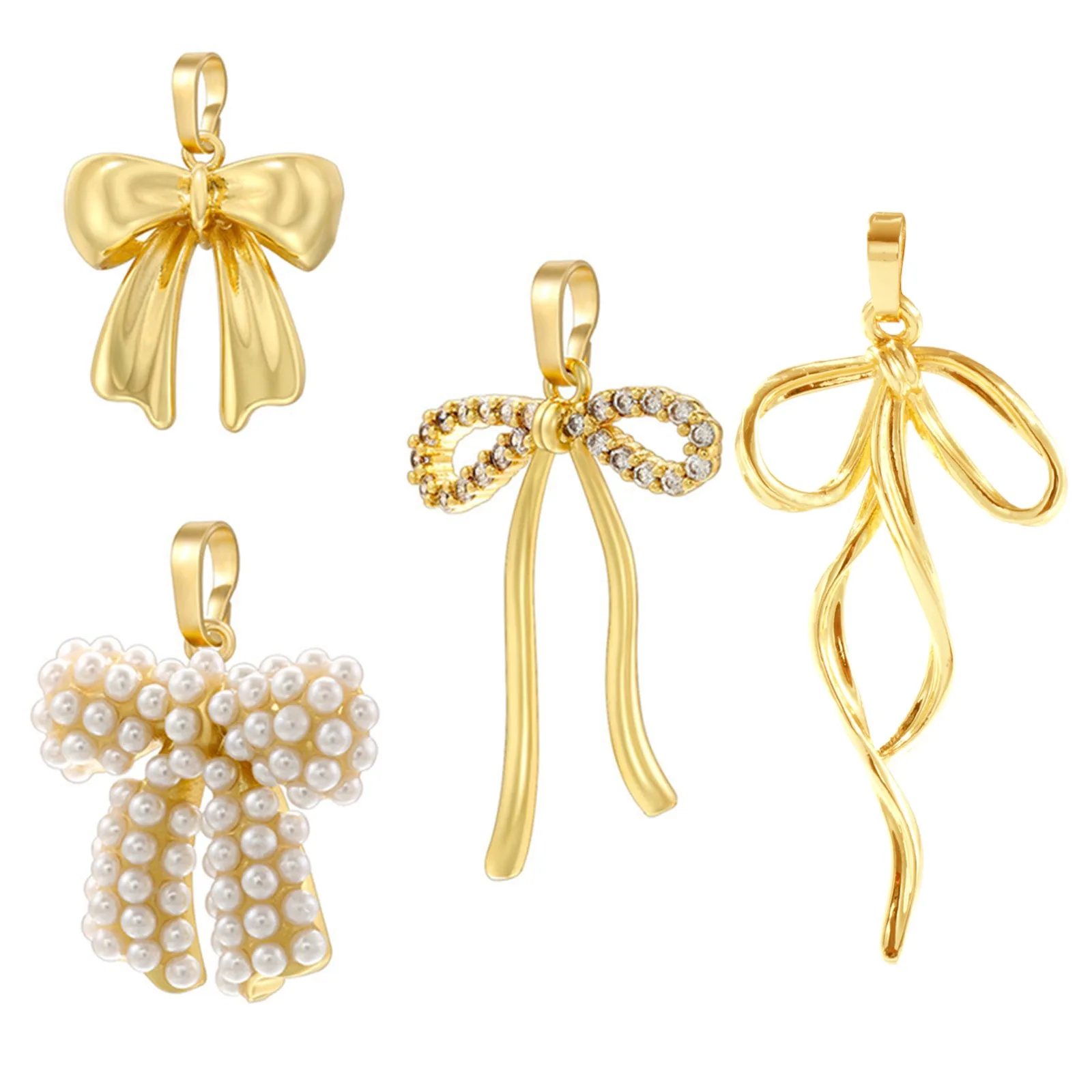 1pc Neue Messing Charme Mehrfarbige Bowknot 3D Acryl Imitation Perle Strass Anhänger Für Frauen DIY Schmuck Machen Halskette Geschenke – Detail 2