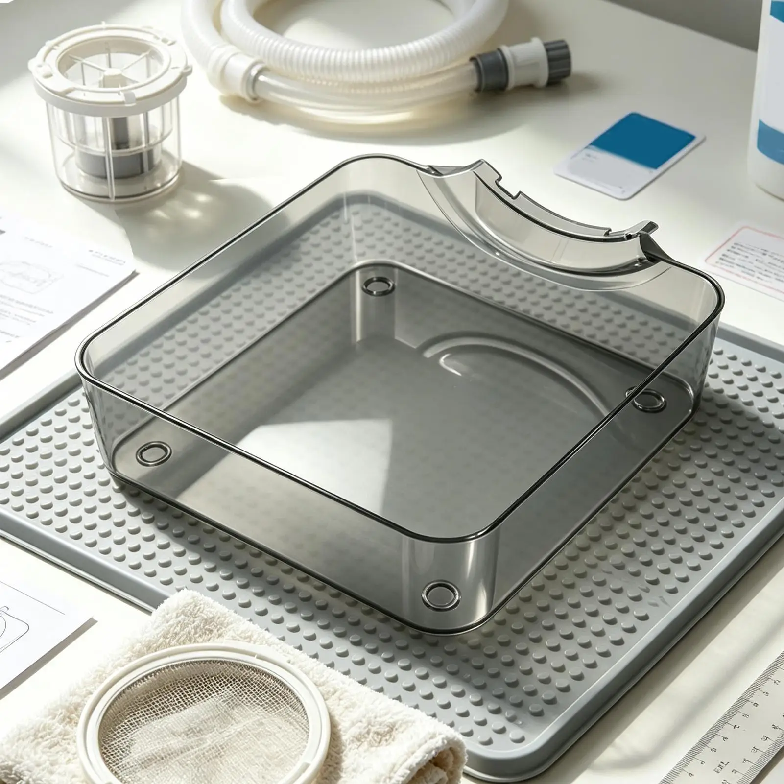 Washing Machine Drain Pan Front Load Leak Proof Tray Reusable Lint Filter Funnel Hidded Drain ABS Odor Proof Floor Protector view 6